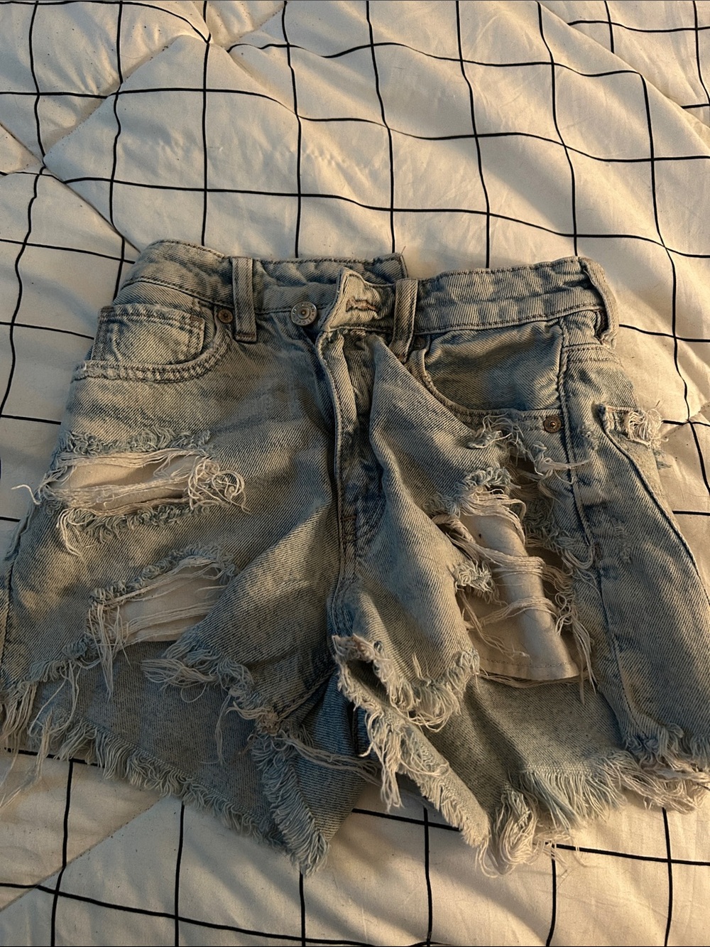Distressed Light Blue Denim Women's Shorts